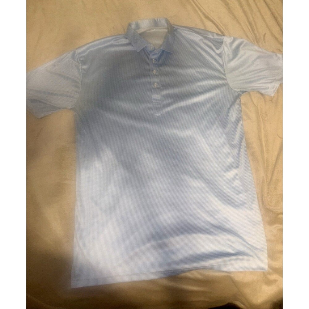 Collars and Co Mens Dress Collar Stretch Polo Shirt Size XL Tall Blue Tattersall